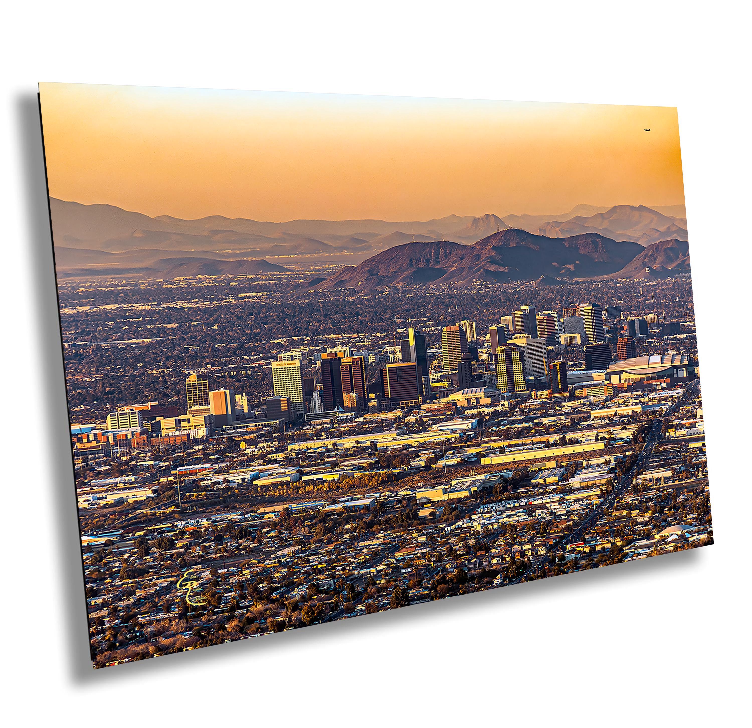 Sunset Splendor: Capturing Phoenix’s Golden Glow from Dobbins Lookout at 2,330 Feet