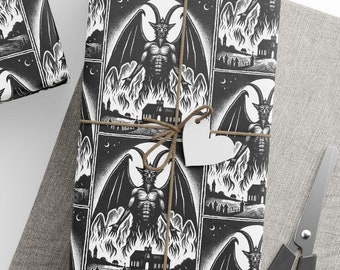 Satanic Death Metal Gift Wrap Wrapping Paper / Gothic / eye catching, one of a kind wrapping paper, unique gift decor / Goth Gift / Xmas