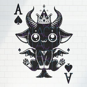 Cute Baphomet Ace of Spades Design / SVG, PNG, JPG / Satanic / Dark Occult / Cute Designs Cricut, Stickers, Shirts, Tumblers Tattoo Flash