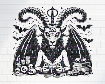 Baphomet SVG Bundle, Satanic Goat Clipart, Hand Drawn Pentagram Satan ...
