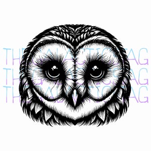 Barn Owl / PNG Vector SVG AI / File for Print, Cricut, Silhouette, Laser Cut Engraving / Bird / Animal / Tattoo Flash / Strigiformes