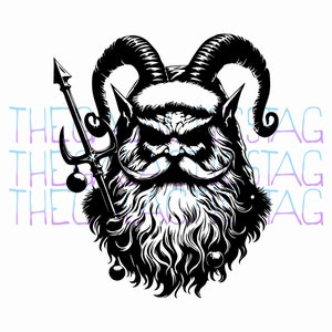 Satanás Santa / Gótico / Navidad Medieval / Satánico / PNG Vector SVG AI / Archivo para Impresión, Cricut, Silueta, Grabado de Corte Láser / Navidad