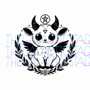 Schattig Baphomet Design / SVG, PNG, JPG / satanisch / donker occult / Kawaii ontwerpen Cricut, stickers, shirts, tuimelaars Tattoo Flash