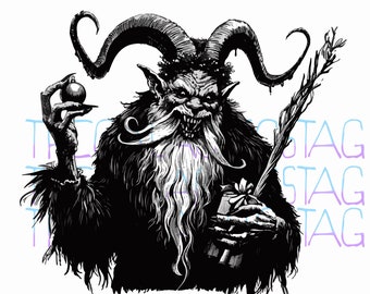 Krampus Christmas / SVG, PNG, JPG / Spooky / Dark Occult / Designs Cricut, Stickers, Shirts, Tattoo Flash / Folklore / nightmare / Horns