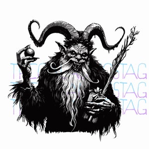 Krampus Christmas / SVG, PNG, JPG / Spooky / Dark Occult / Designs Cricut, Stickers, Shirts, Tattoo Flash / Folklore / nightmare / Horns