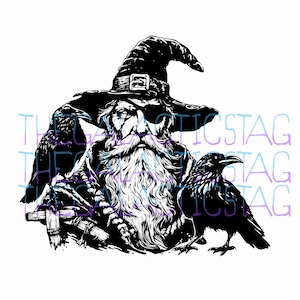 Odin the Wanderer / Viking Norse / SVG PNG Vector / 2 Versions / Transparent Background / Silhouette Cricut / Print on Demand / Fantasy