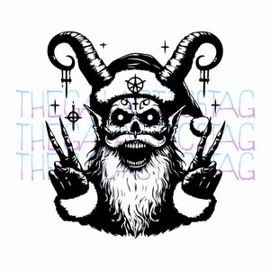 Demon Santa / Gótico / Navidad Medieval / Satánico / PNG Vector SVG AI / Archivo para Impresión, Cricut, Silueta, Grabado de Corte Láser / Navidad