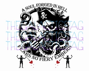 Ghost Pirate Design / SVG, PNG, JPG / Satanic / Dark Occult / Cute Designs Cricut, Stickers, Shirts, Tumblers Tattoo Flash / Saying Quote