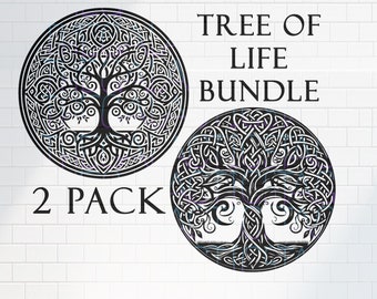 Celtic Tree of Life Bundle / Pagan Knot / Irish Design / Pattern / PNG Vector SVG / File for Print, Cricut, Silhouette, Laser Cut Engraving