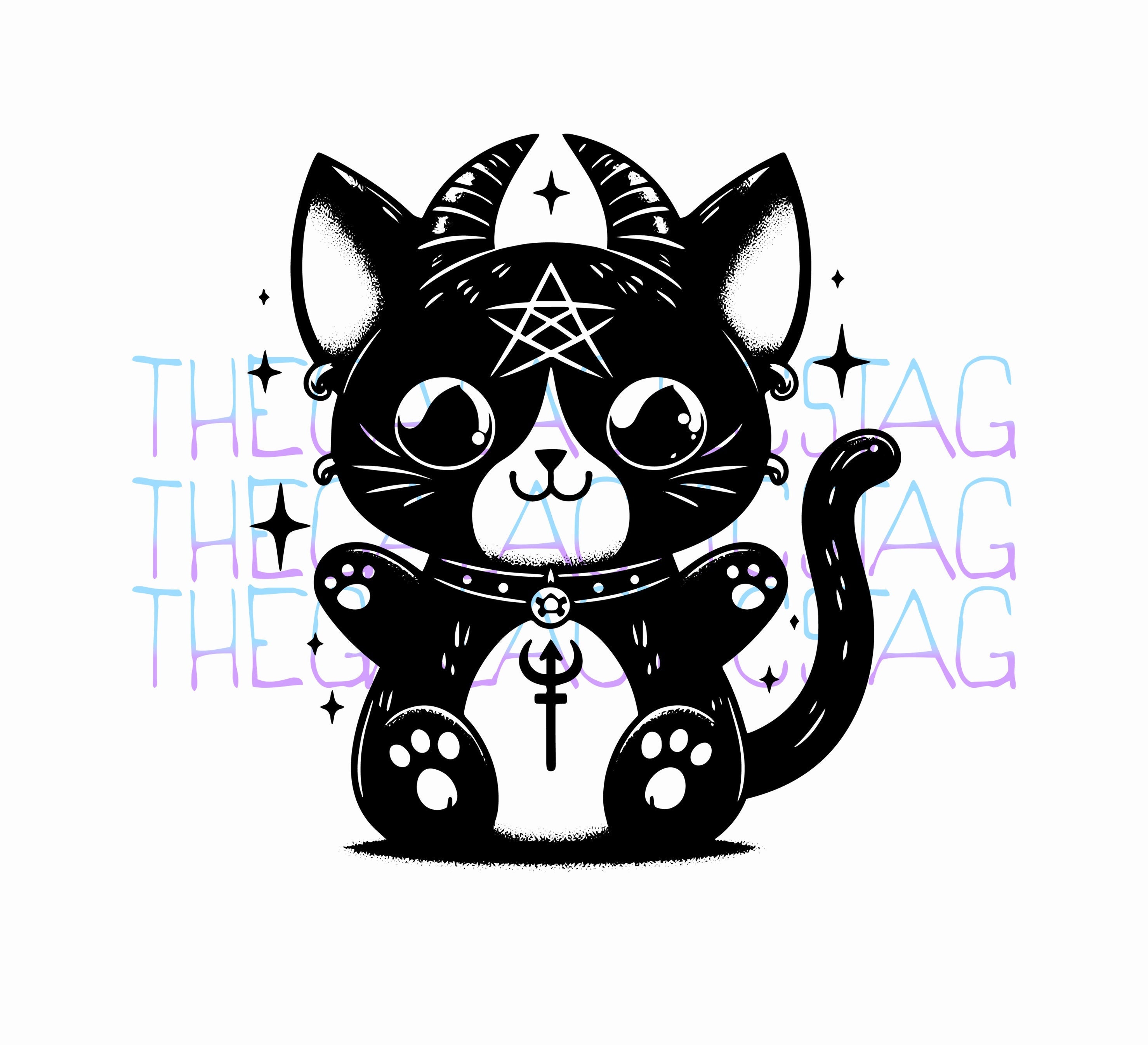 Satanic Lucky Cat Design / SVG, PNG, JPG / Satanic / Dark Occult / Cute ...