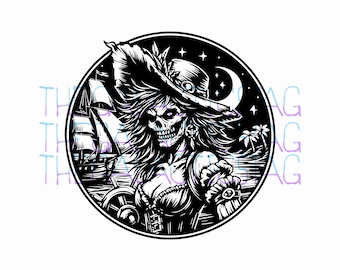 Zombie Pirate Swashbuckler / Female Girl / Medieval Design / Design / PNG Vector SVG  / Clipart, Cricut, Silhouette, Laser Cut Engraving
