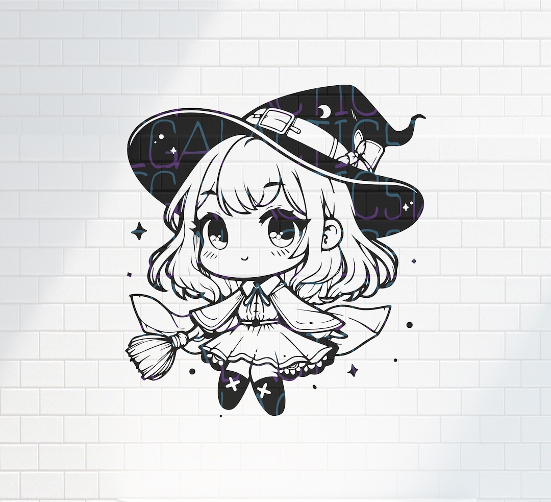 Cute Witch Chibi Design / Kawaii / Anime Character Fantasy / PNG Vector ...