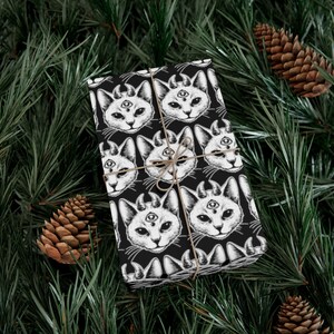 Occult Devil Kitty themed gift wrap - cool / Gothic / eye catching, one of a kind wrapping paper, unique gift decor / Goth Gift / Trippy