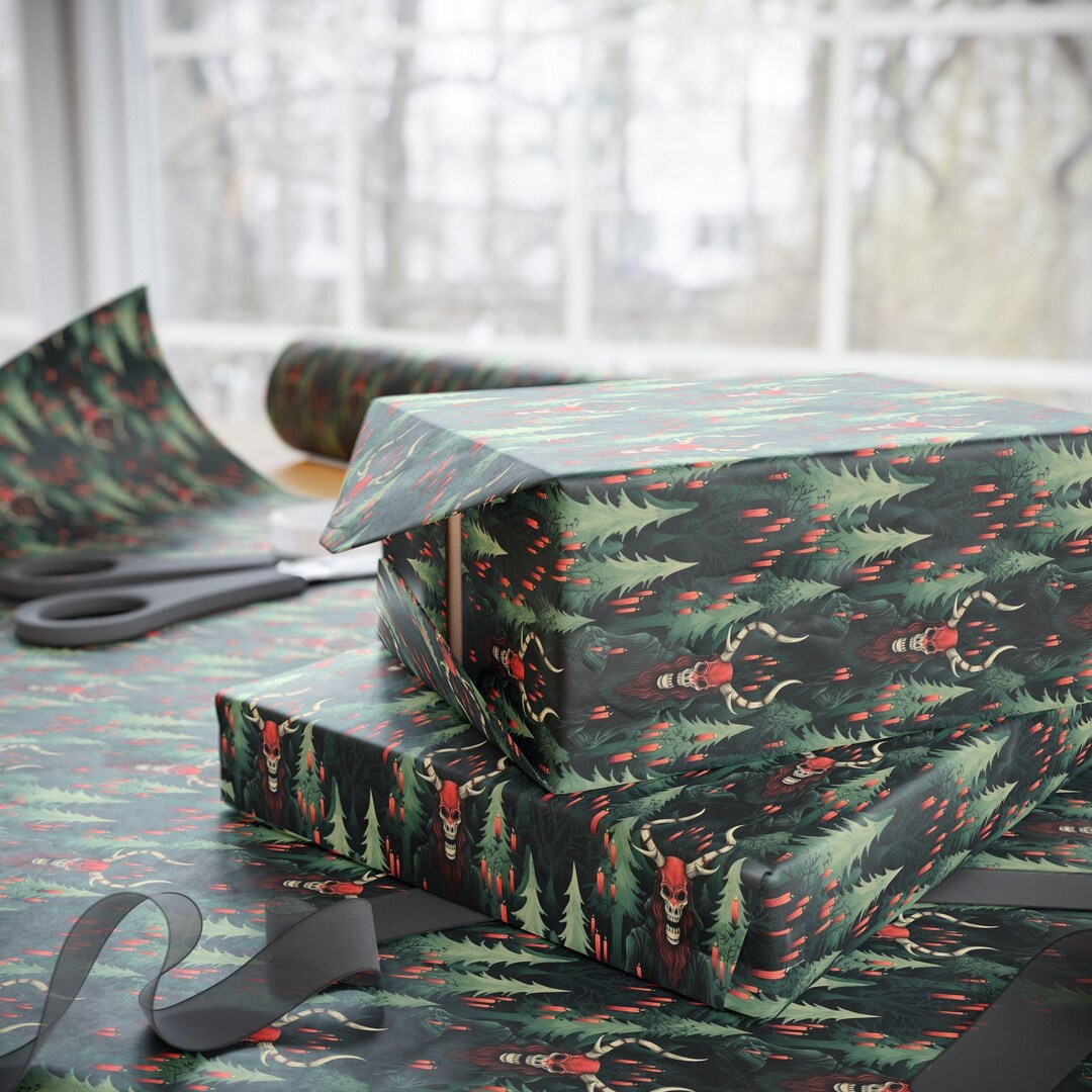 Krampus Gift Wrap / Wrapping Paper Creepy Occult, Alternative Xmas Gift ...