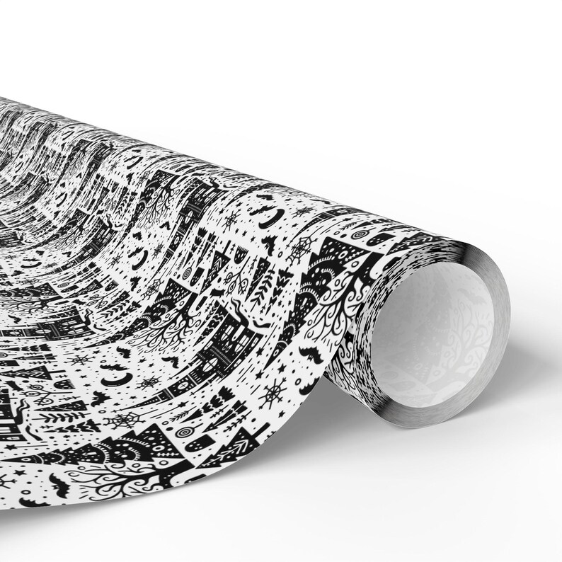 Spooky Nightmare Christmas themed gift wrap - cool / Creepy / eye catching, one of a kind wrapping paper, unique gift decor / Fantasy