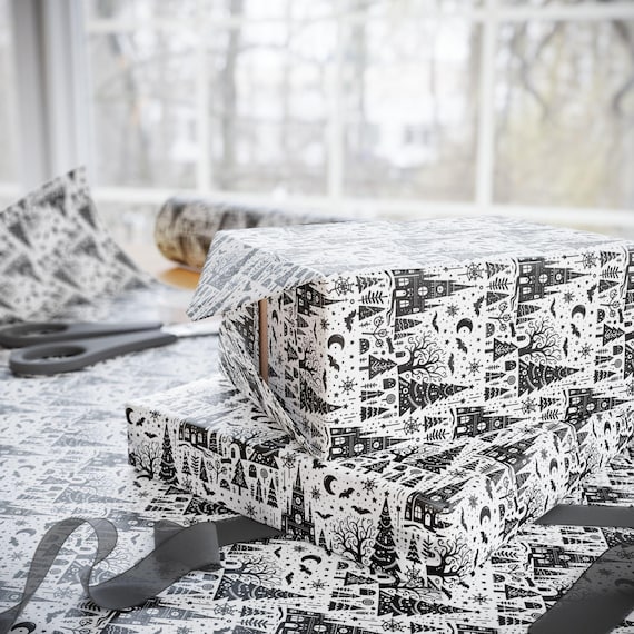 Spooky Nightmare Christmas themed gift wrap - cool / Creepy / eye catching, one of a kind wrapping paper, unique gift decor / Fantasy
