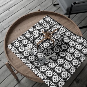 Occult Devil Kitty themed gift wrap - cool / Gothic / eye catching, one of a kind wrapping paper, unique gift decor / Goth Gift / Trippy