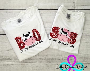 Sis and Bro  Paisley Cow Birthday Shirt