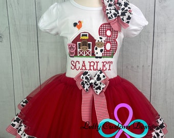 Girl's Farm Birthday Outfit: Barnyard Tutu Set