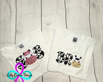 Sis and Bro Cow Birthday T Shirt
