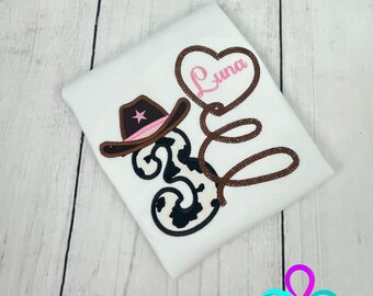 Rodeo Birthday Girl T-Shirt: Cow Print, Custom Name
