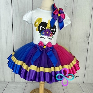 Afro-Rainbow Unicorn Girl's Birthday Tutu