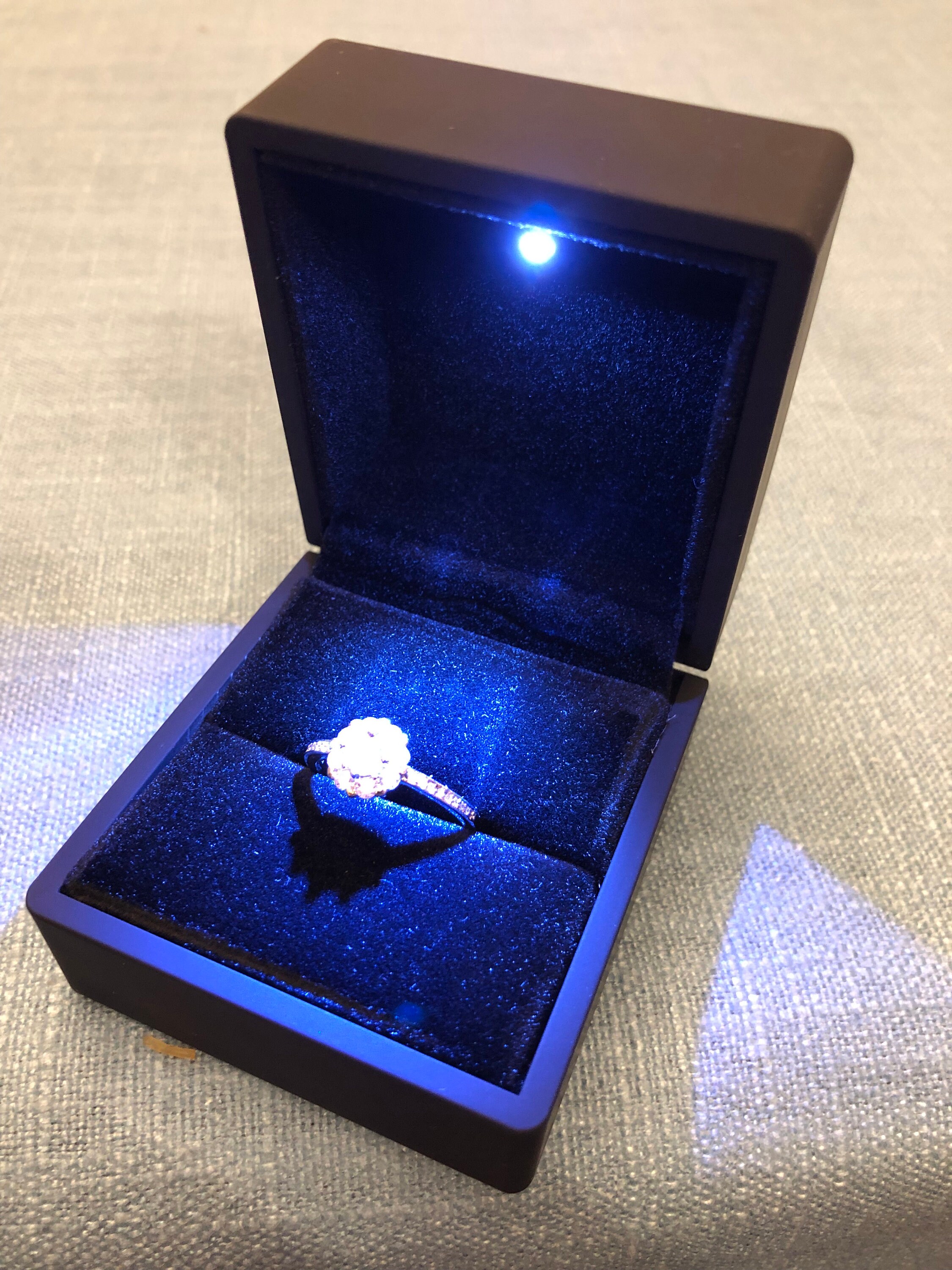 Powerful Bright LED Light Ring Box Proposal Royal Blue Etsy