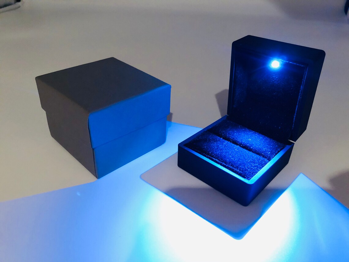 Powerful Bright LED Light Ring Box Proposal Royal Blue Etsy