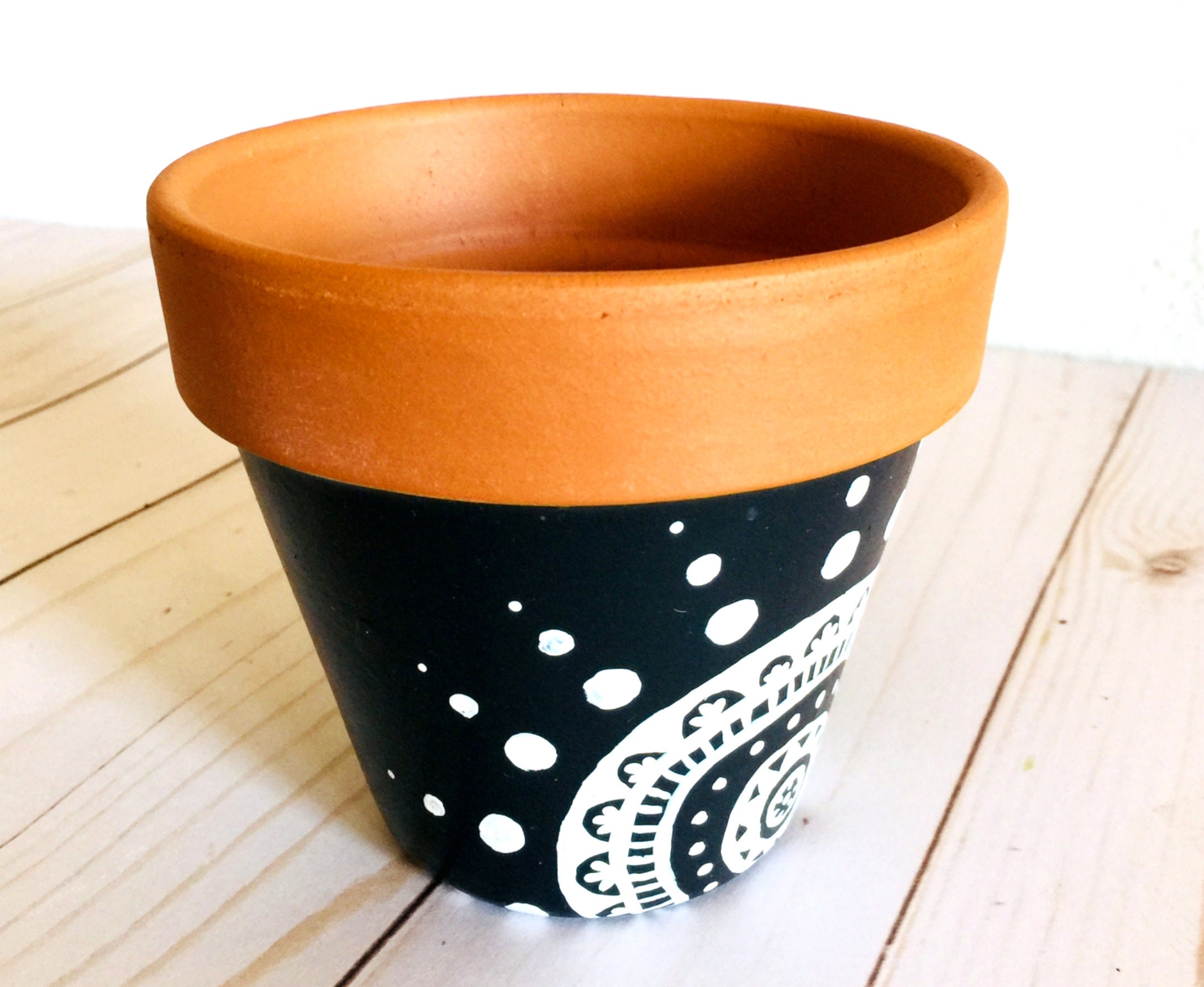 Hand Painted Terracotta Clay Pot Hand Painted Pot Indoor Etsy