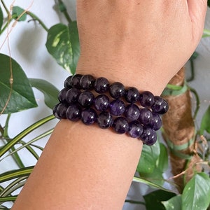 High Quality Amethyst Crystal Stretch Bracelet 11mm