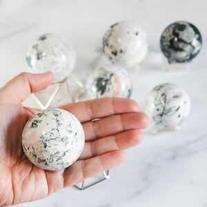 Moss Agate Druzy Spheres 52-54mm aprox