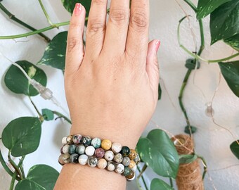 Bubble Oceaan Jasper Kristal Stretch Armband 8mm