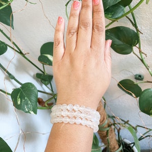 White Moonstone Crystal Stretch Bracelet 7mm 8mm 8.5mm