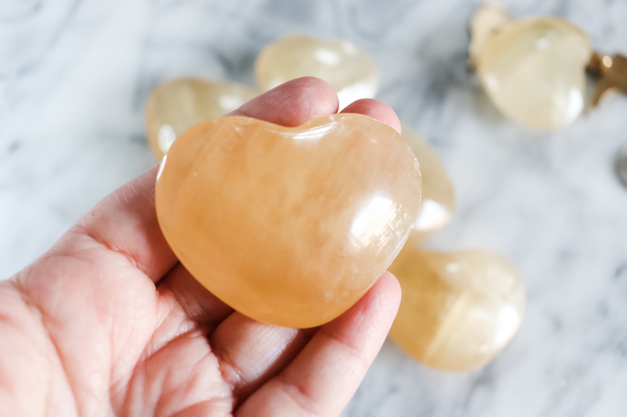 Honey Calcite Hearts