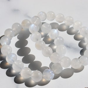 White Moonstone Crystal Stretch Bracelet 12mm