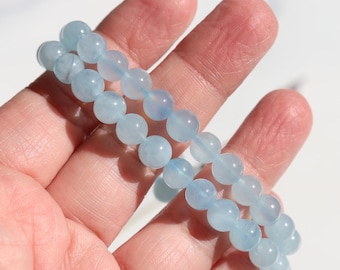Aquamarine Crystal Stretch Bracelet 6mm