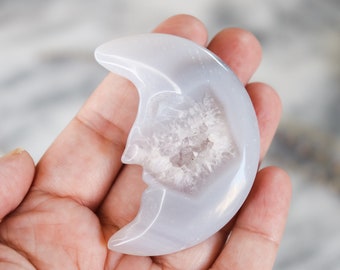 Blue Agate Moon Face