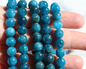 Bracciale in apatite blu da 9 mm
