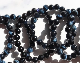 Blue Tiger's Eye Crystal Stretch Bracelet 9mm