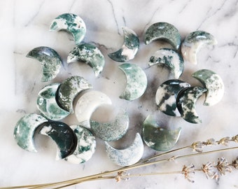 Moss Agate Mini Moons
