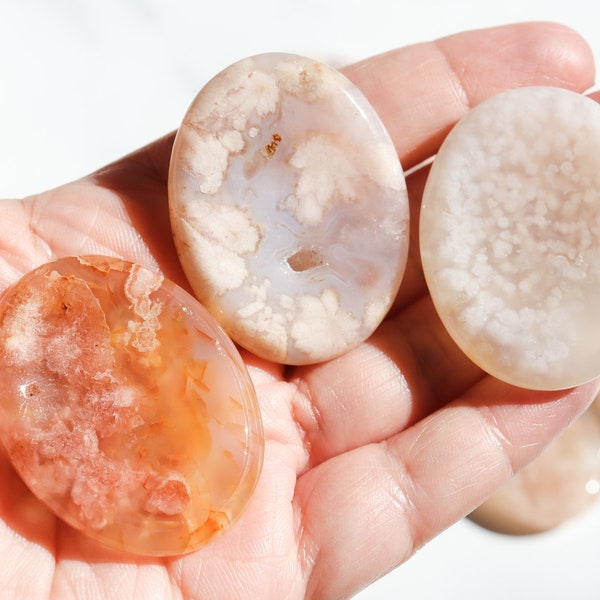 Flower Agate worry stone