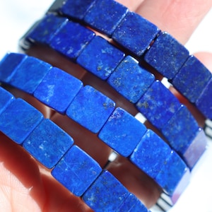 Lapis Lazuli Crystal Stretch Bracelet 10mm Square Beads