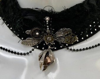 XL Sexy Adjustable Beaded Vampire/Gothic Choker, Fits 17"to 21" Neck Size