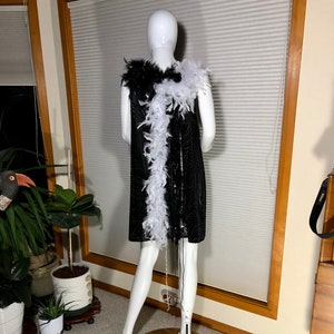 Costume Cruella Sheer Cut Out Velvet Sleeveless Over Dress/Top. Boa Trim, Claw. One Size Fits Small to X Large