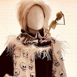 Clown Costume, Onsie Black & White Clown with Attached Skeleton Collar, One Size Fits All, Halloween Clown, Party Clowm Stage Masquerade