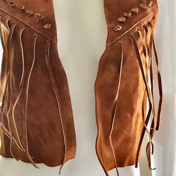 Small Vintage Suede Fringe Vest, Cowgirl Vest. 60… - image 6