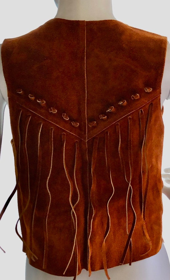 Small Vintage Suede Fringe Vest, Cowgirl Vest. 60… - image 9