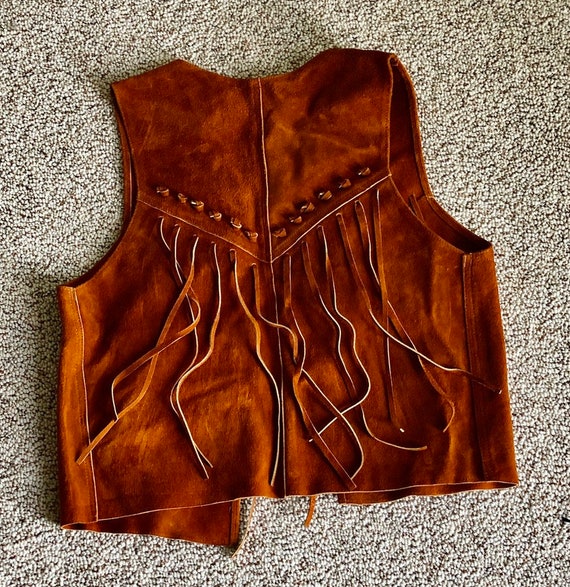 Small Vintage Suede Fringe Vest, Cowgirl Vest. 60… - image 10