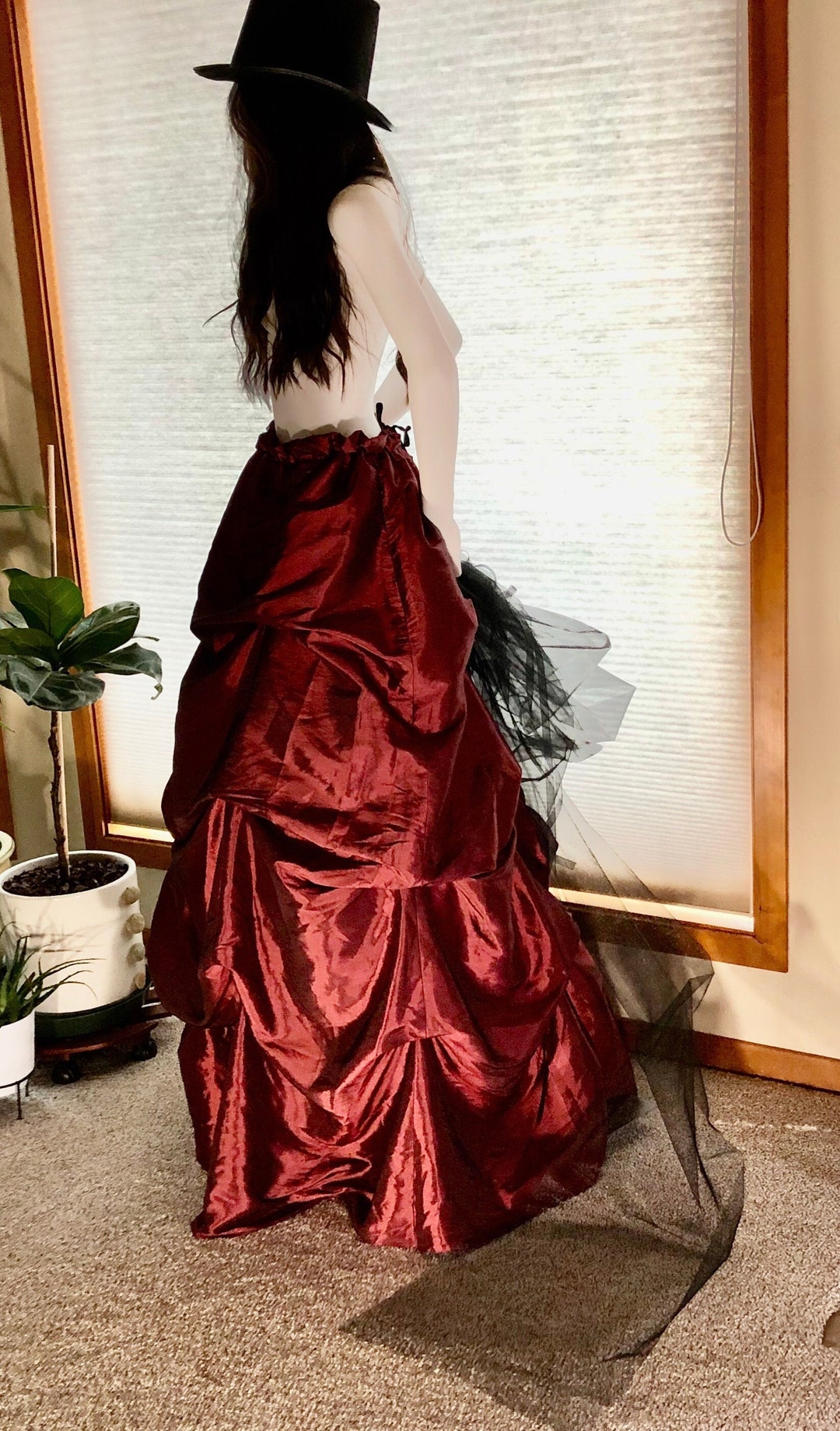 Burgundy Tulle Skirt Outfit Burgundy High-low Layered Tulle Skirt