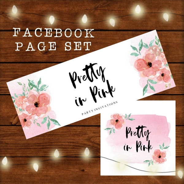 Pretty in Pink Facebook Page Set | Floral Blank Facebook Banner | Facebook Cover & Profile Pic | DIY Social Media | Facebook Page Template